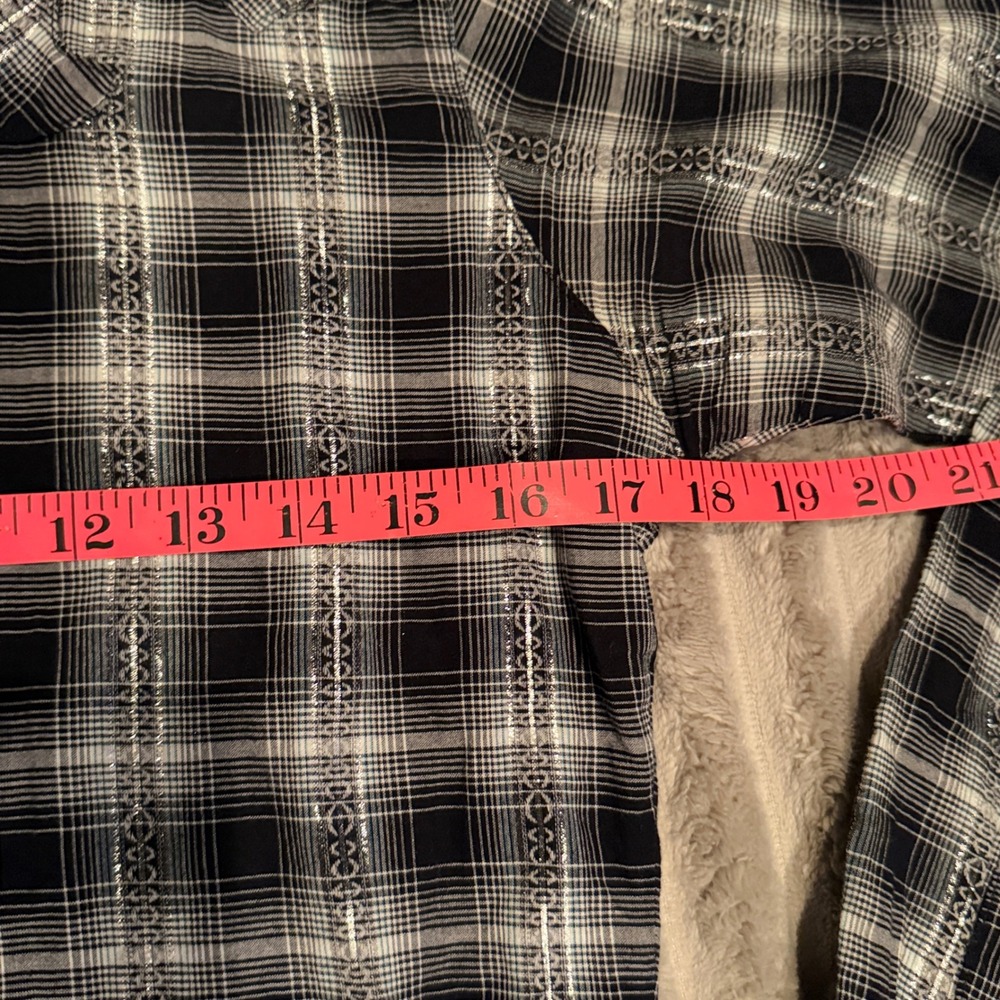Wrangler Womens Black White Plaid Metallic Western Snap Button‎ Shirt LW4021X S - Picture 5 of 7
